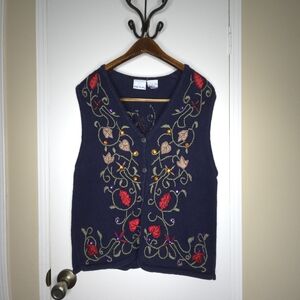 Bobbie Brooks VTG Women Ugly Sweater Vest Leaf Pattern Fall Festival L 12/14